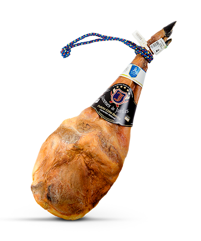 Šoninė mentė „Cebo Ibérico“ (50 % Iberijos veislės), natūraliai brandinta daugiau nei 24 mėnesius.